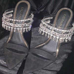 Size 10M Black Diamond Slingback Heels (New)